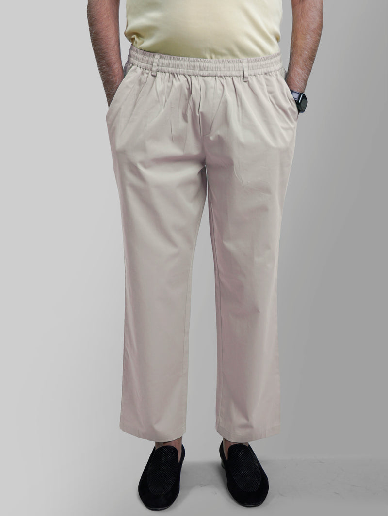 Haxor Men's Light Beige Elastic Waist Pants for Seniors - Adaptive Men's Pants for Elderly | Elastic Waist Pants for Men