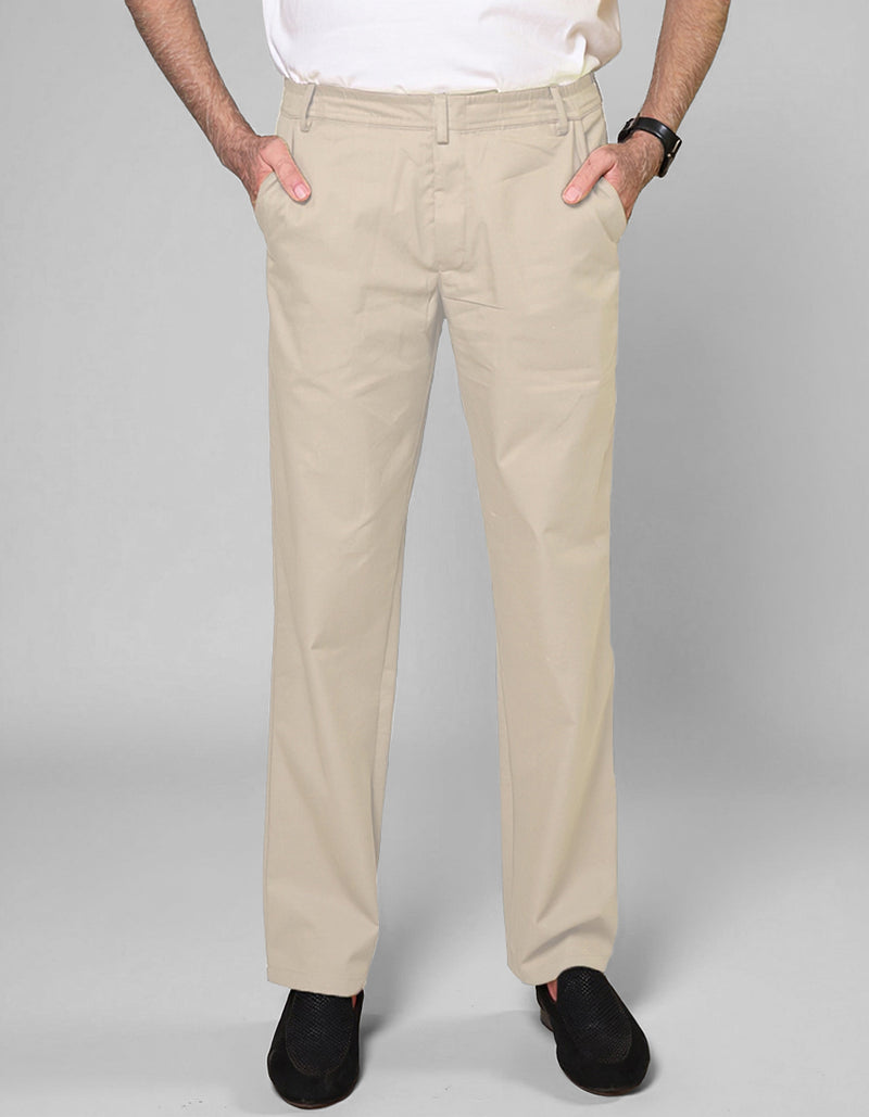 Beige Velcro fly trouser with Front Loop
