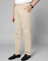 Velcro Fly & Velcro Closure Elastic Waist Beige Pant