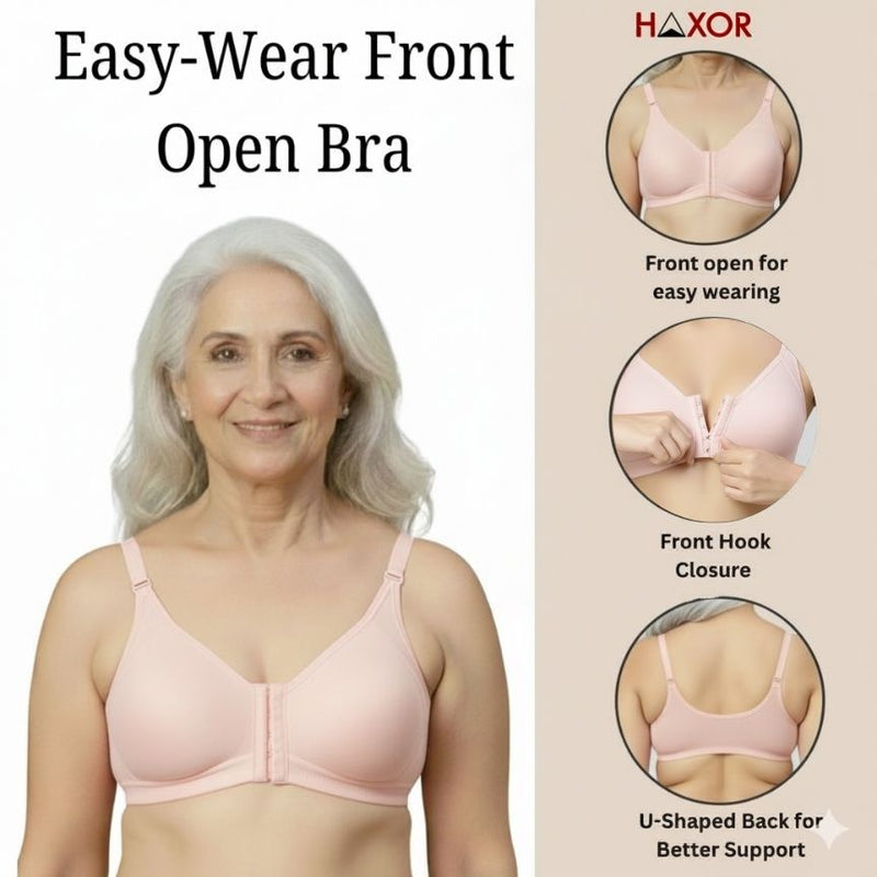 HAXOR DignityWear™ Front-Open Bra Light Pink | No More Back-Hook Struggle | Easy To Wear