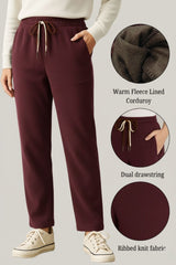 Haxor Women’s Ribbed Fleece-Lined Winter Joggers | Ultra-Soft Stretch | Dual-Drawstring | Premium Warm Pants (Navy)