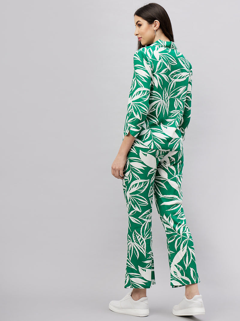 Women Green Floral Co-Ord Set By Chrome & Coral