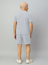 Haxor Men Grey  Adaptive Viscose Henley Neck Half Sleeve T-shirt and Short Set