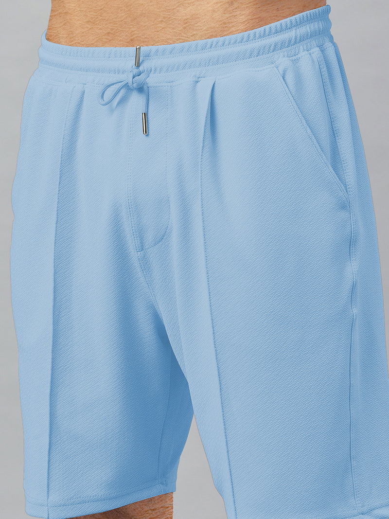 Haxor Men  Light Blue Adaptive Viscose Henley Neck Half Sleeve T-shirt and Short Set