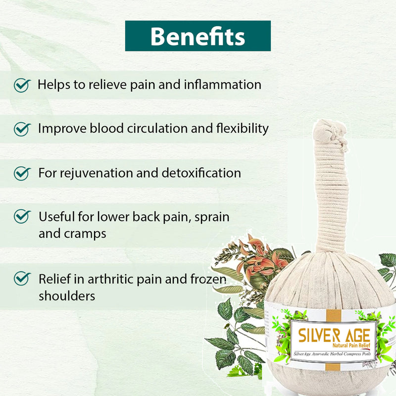 Silverage Ayurvedic Compress for Potli Massage for Joint, Leg, Back, and Body Pain Relief Powder