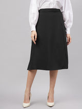 Women Solid Wrap Skirts Black Color  - Adaptive Arthritis Wrap Around Skirt With Adjustable Closure