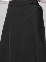 Women Solid Wrap Skirts Black Color  - Adaptive Arthritis Wrap Around Skirt With Adjustable Closure