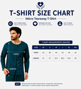 HAXOR adaptive recovery full sleeve Velcro T-shirt size chart with chest and length measurements