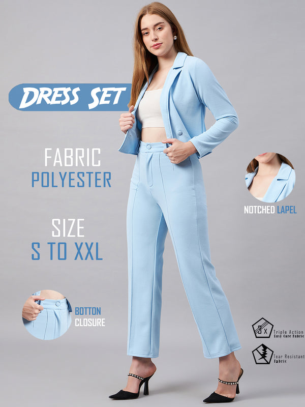 Women Sky Blue Co-Ord Set By Chrome & Coral