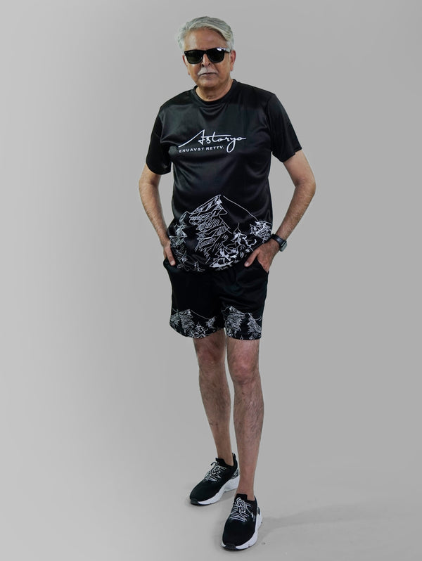Printed Elderly Tshirt Short Set