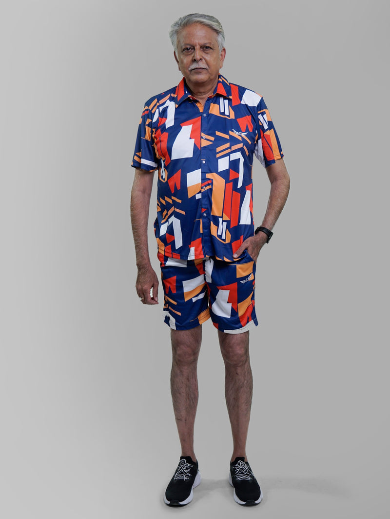 Printed Elderly Shirt Short Set 