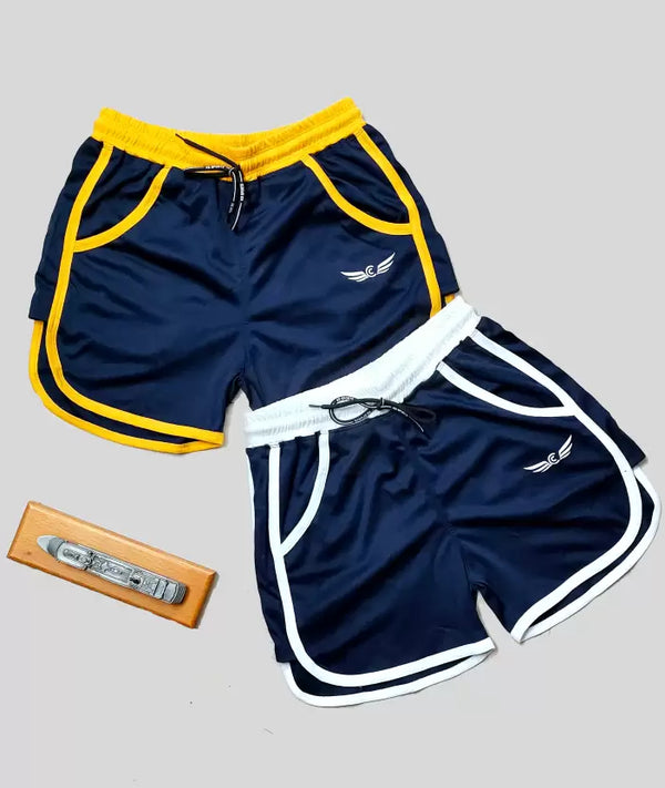 Navy yellow And Navy White Shorts