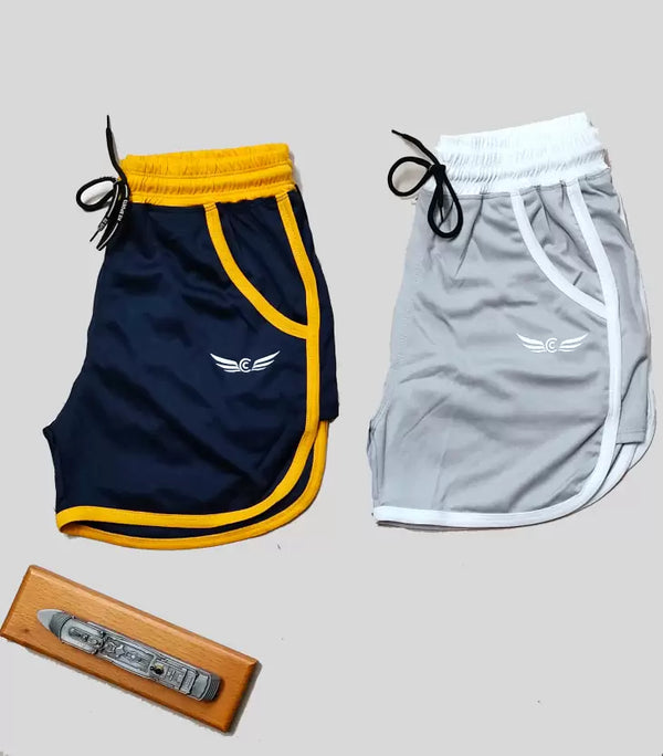 Navy yellow And Grey White Shorts